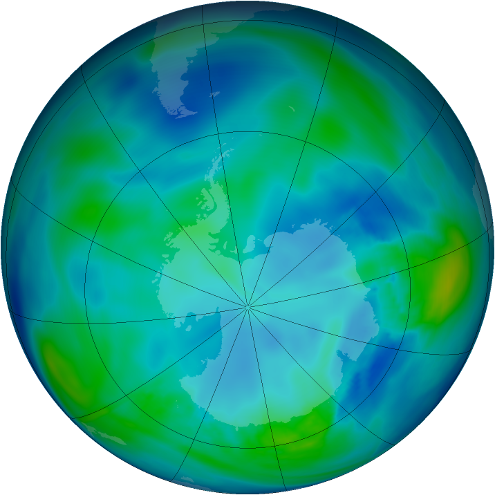 Antarctic ozone map for 26 April 2005